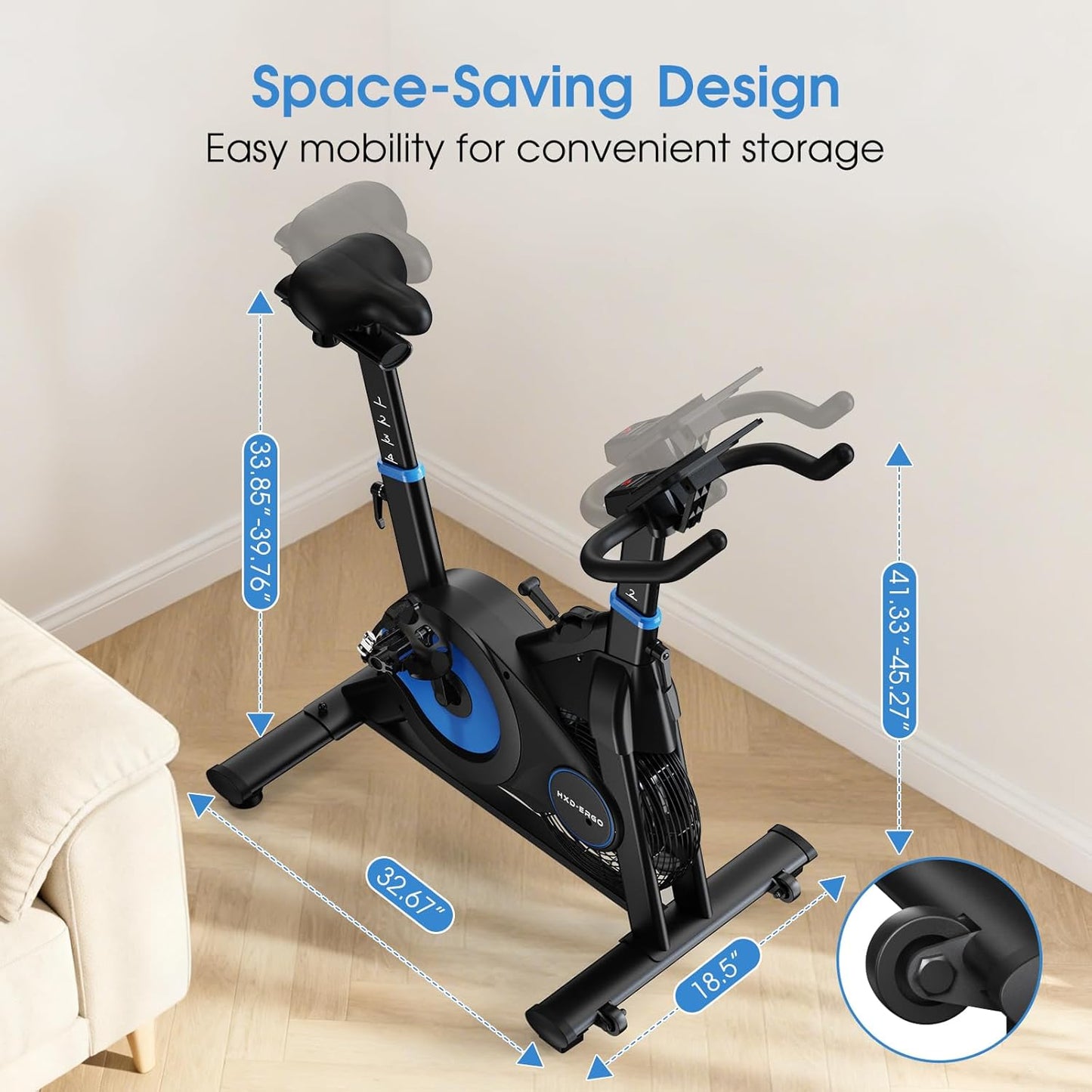 Exercise Bike, Magnetic & Air Resistance Indoor Bike, Stationary Bike for Home with Silent Belt Drive, Adjustable Resistance, App Compatible Cycling Bike with LCD Monitor, 350Lbs Capacity Workout Bike