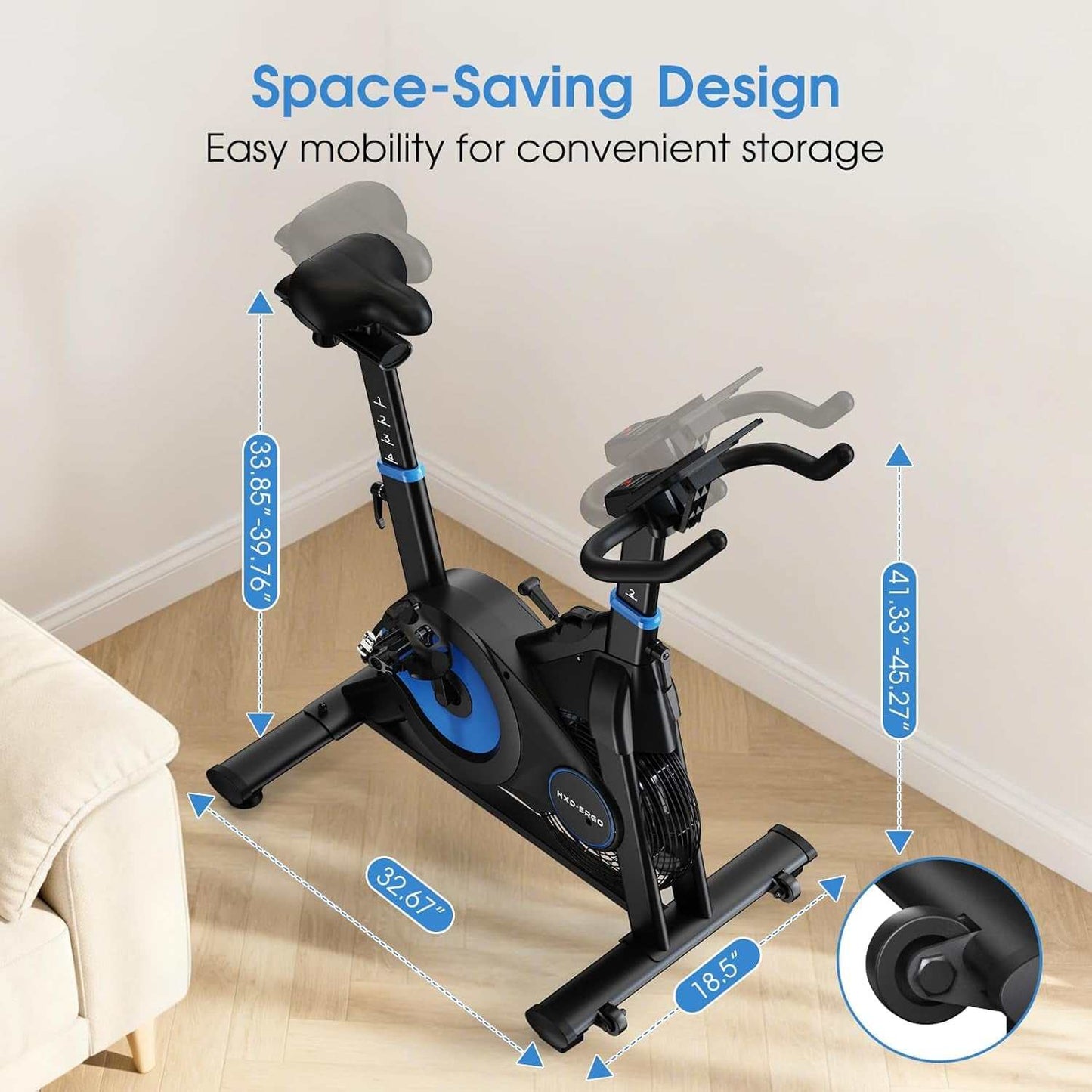 Exercise Bike, Magnetic & Air Resistance Indoor Bike, Stationary Bike for Home with Silent Belt Drive, Adjustable Resistance, App Compatible Cycling Bike with LCD Monitor, 350Lbs Capacity Workout Bike