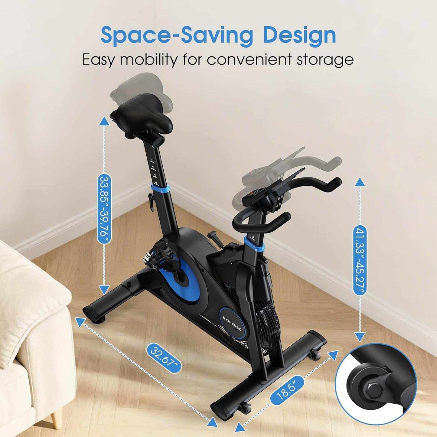 Exercise Bike, Magnetic & Air Resistance Indoor Bike, Stationary Bike for Home with Silent Belt Drive, Adjustable Resistance, App Compatible Cycling Bike with LCD Monitor, 350Lbs Capacity Workout Bike