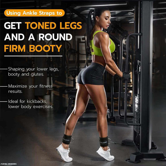 Velcro Comfortable Adjustable Padded Ankle Wrist Cuffs Neoprene Padded Straps D-Ring Glute Kickback for Cable Machine, Ideal for Glutes Exercises
