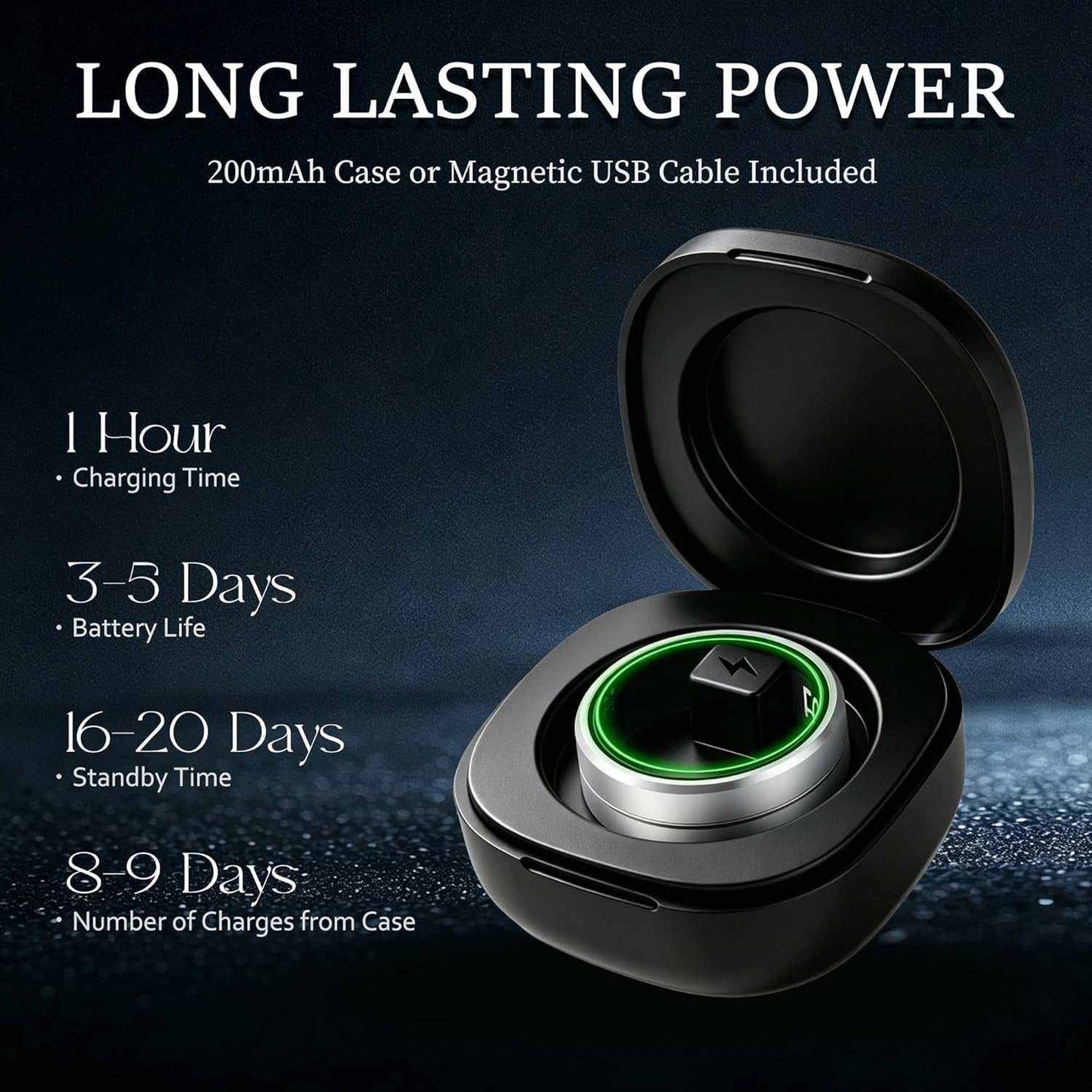 Matte black smart ring for women and men with health and fitness tracking features