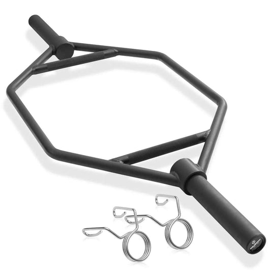 2" Olympic Hex Trap Bar for deadlifts, shrugs, and squats with dual handle heights and knurled grips