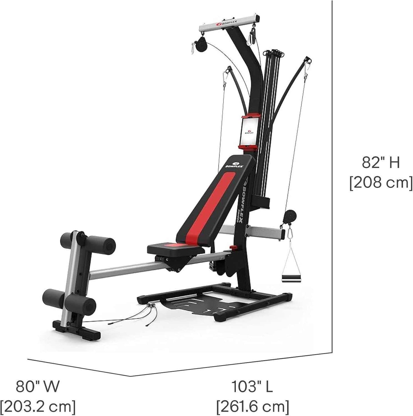 Bowflex PR1000 Home Gym with 25+ exercises and 200+ lb resistance for full-body strength training at home