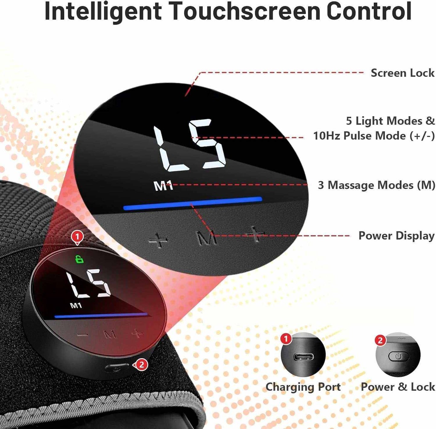 Red Light Therapy Knee & Shoulder Pad with heat and vibration massage for targeted joint relief