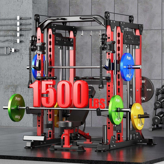 L04 Smith Machine with cable crossover and pull-up bar in home gym setting