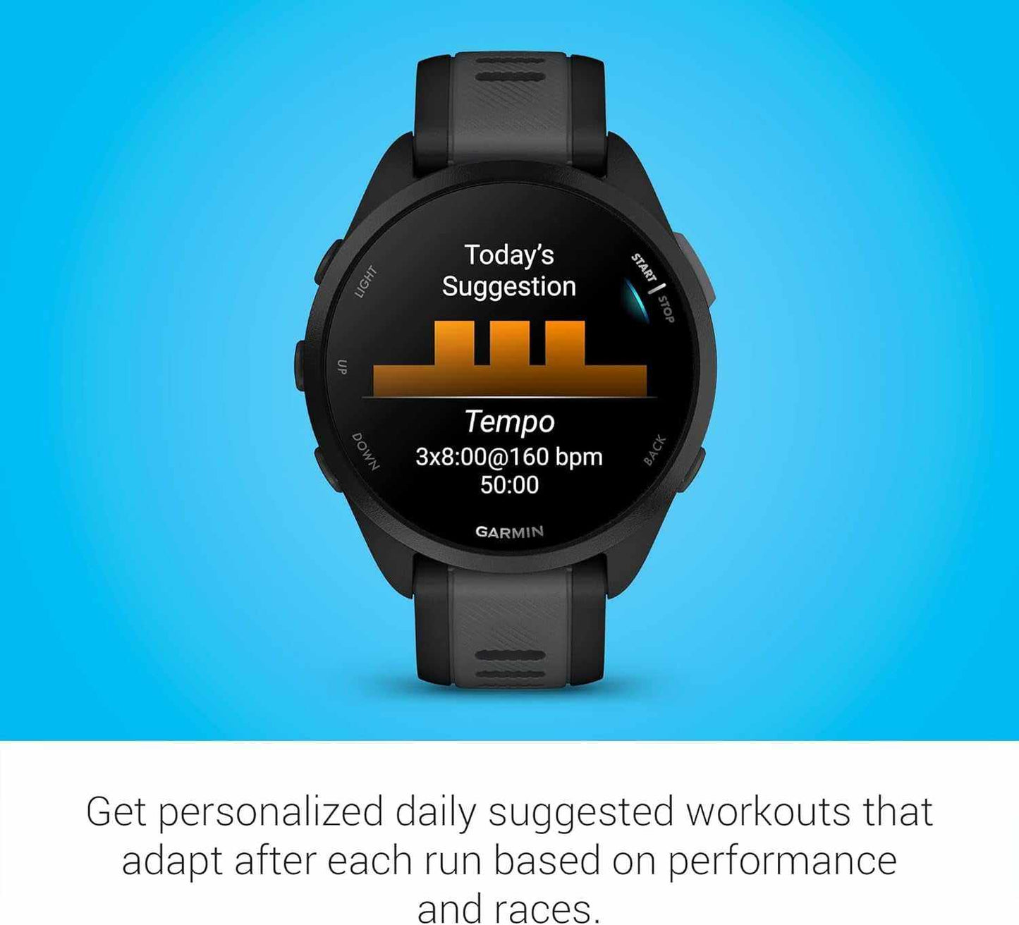 Garmin Forerunner 165, Running Smartwatch, Colorful AMOLED Display, Training Metrics and Recovery Insights, Black