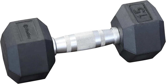 Rubber coated hex dumbbells with non-slip grip for home gym workouts