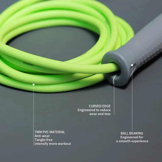 Adjustable Speed Jump Rope with weighted handles and steel cable for strength and cardio training