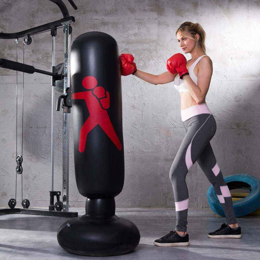 160CM freestanding inflatable punching bag with weighted base for boxing training and stress relief