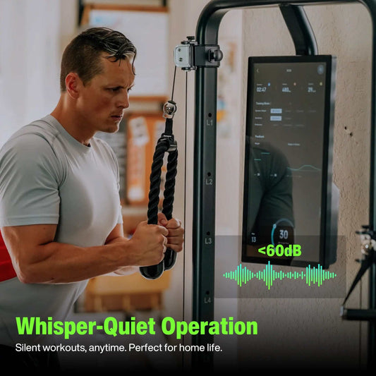 Vitelle Digital Resistance AI-powered home gym with sleek vertical design and integrated touchscreen display