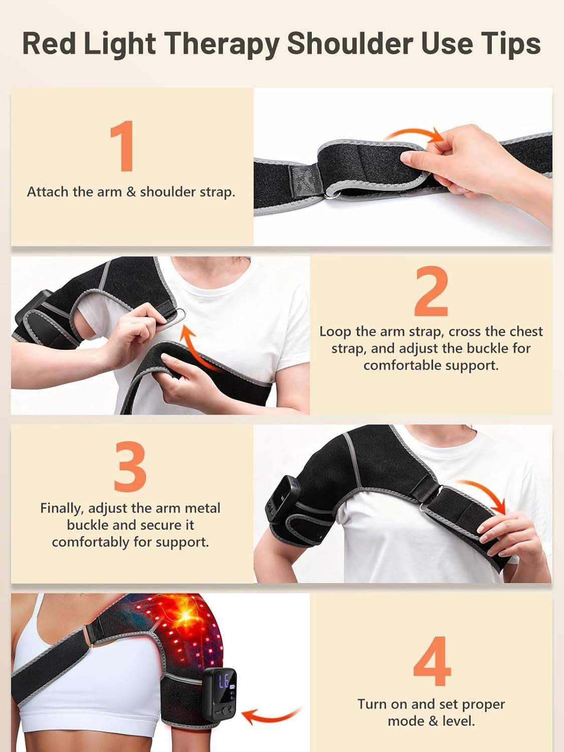 Cordless Red Light Therapy for Shoulder with Massage, 5000Mah Battery Portable Red Light Therapy for Shoulders & Joint Comfort Wearable Shoulders Massage Wrap