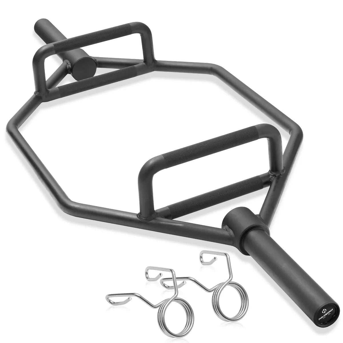 2" Olympic Hex Trap Bar for deadlifts shrugs and squats with dual handle heights and heavy-duty steel frame