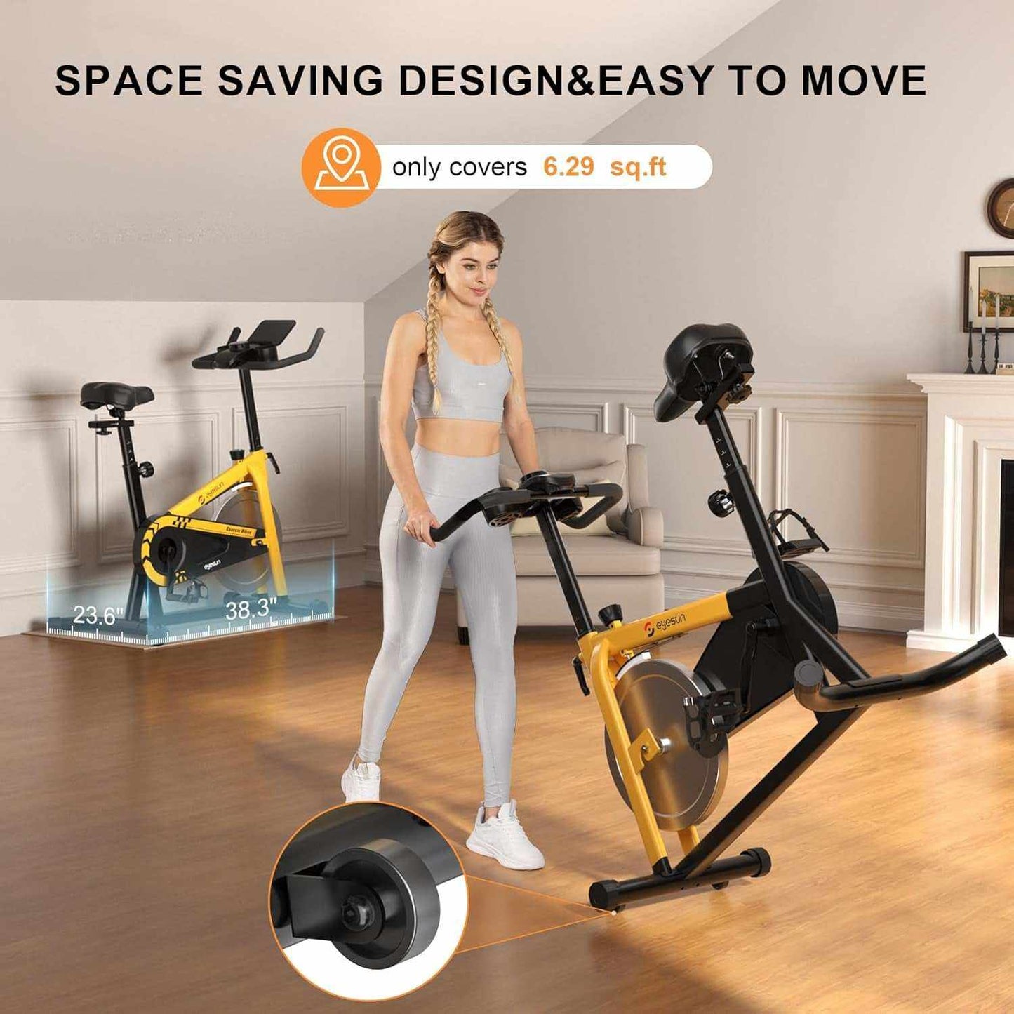 Exercise Bikes for Home,Indoor Cycling Bike with Adjustable Friction,Brake Pad Resistance Silent Belt Drive,330Lbs Weight Capacity &Upgraded Version Seat for Home Cardio&Weight Loss