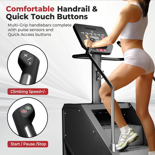 Stair Stepper Machine, Commercial Grade Stair Climber with Bluetooth, Stair Machine for Cardio, 15 Resistance Levels, 24-164 Steps/Min, Exercise Machine with LED Display for Home