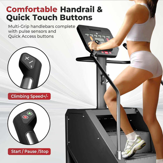 Vitelle Commercial-Grade Smart Stair Climber with LED console and Bluetooth connectivity for home cardio workouts