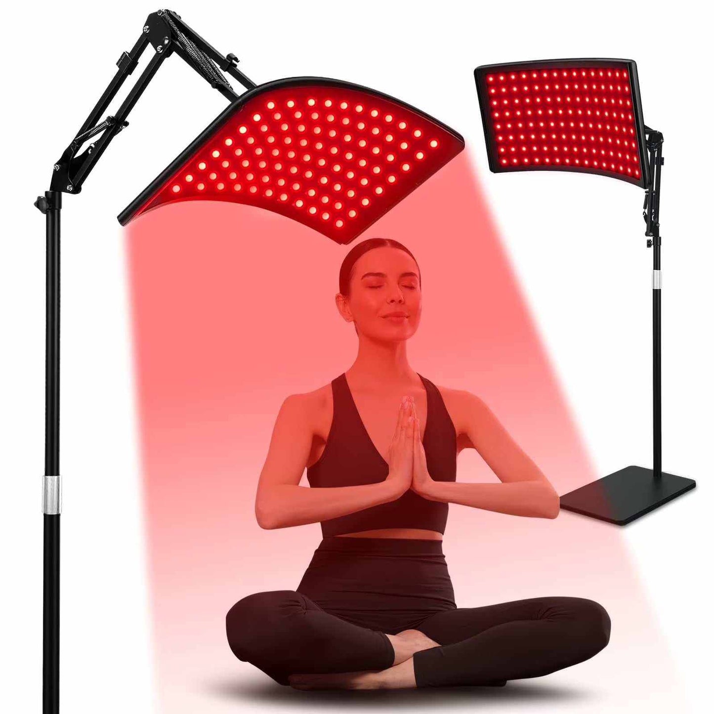 660nm and 850nm red light therapy lamp with adjustable stand for full body and targeted muscle recovery and skin health