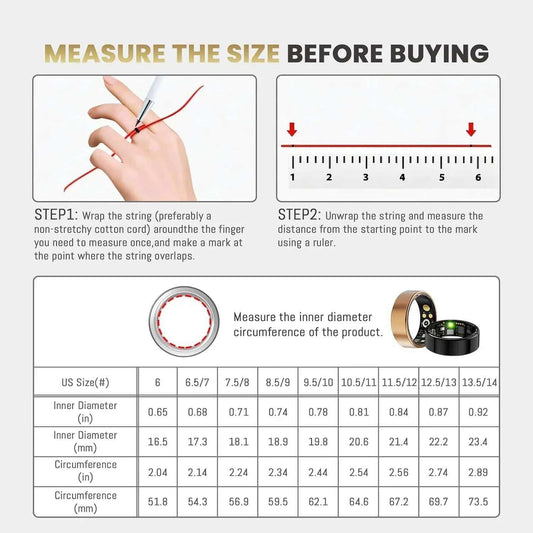 Rose gold smart health tracker ring size 12 displaying real-time heart rate and sleep data