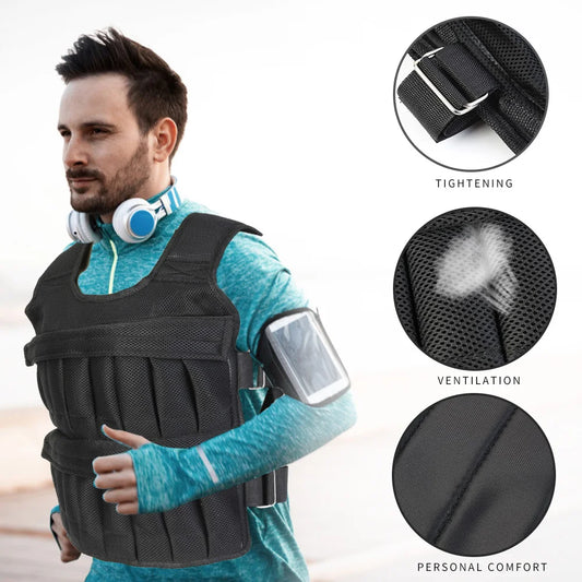 Adjustable Weighted Training Vest – Loadable 3–35kg Fitness Jacket for Running, Strength Training & HIIT Workouts