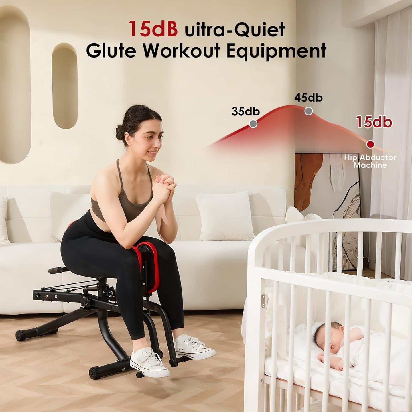 Hip Abductor Adductor Machine for Home Gym, Inner and Outer Thigh and Glute Workout System