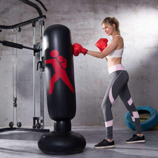 160CM freestanding inflatable punching bag with weighted tumbler base for boxing training and stress relief