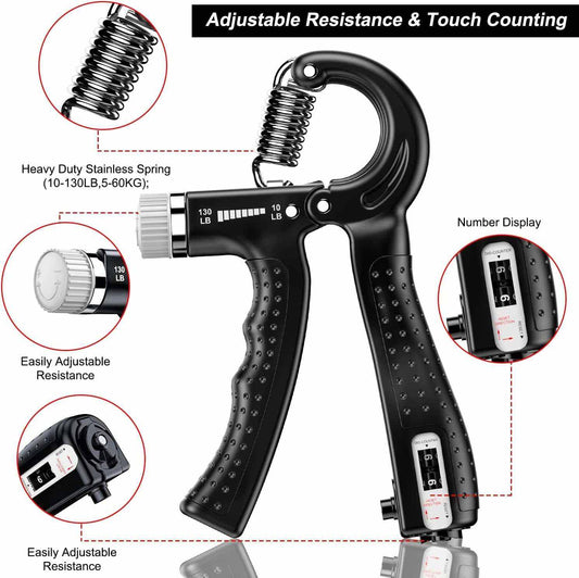 Hand Grip Strengthener 2 Pack Adjustable Resistance 10-130 Lbs Forearm Exerciser,Grip Strength Trainer for Muscle Building and Injury Recovery for Athletes
