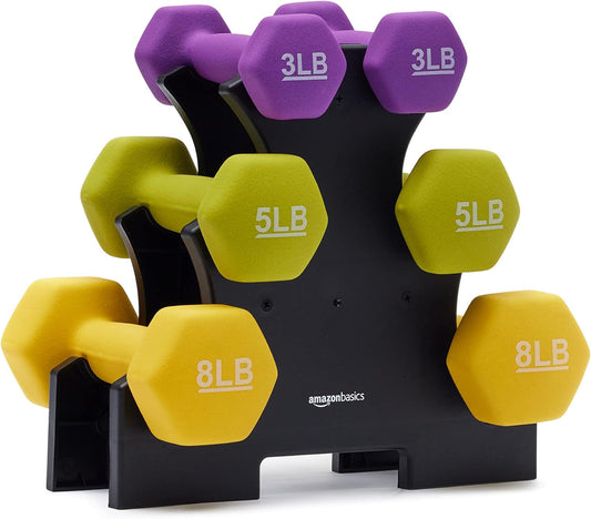Rubber Coated Hex Dumbbell Set with A-Frame Rack, 100 Lb - 550 Lb Multiple Options Weight, Hexagon Non-Rolling Shape, Ergonomic Knurled Handle, Home Gym Equipment for Strength Training