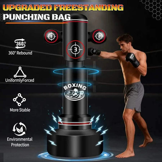 Boxing Bag with Stand for Adult Teens, 70 Freestanding Punching Bag with Boxing Gloves, Men Women Standing Kickboxing Bag, Kickb