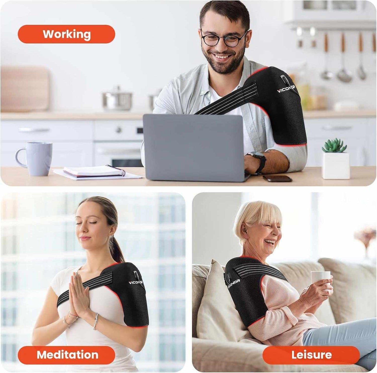 Red Light Therapy for Shoulder Pain Relief, Infrared Light Therapy for Body, Improve Joint Muscle, 660Nm & 850Nm Red Light Shoulder Wrap, Black1