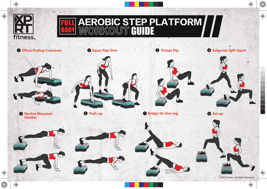 Aerobic Stepper 43’’ Platform with 4 Risers Health Club Size Step Exercise - Green with Rubber Cover