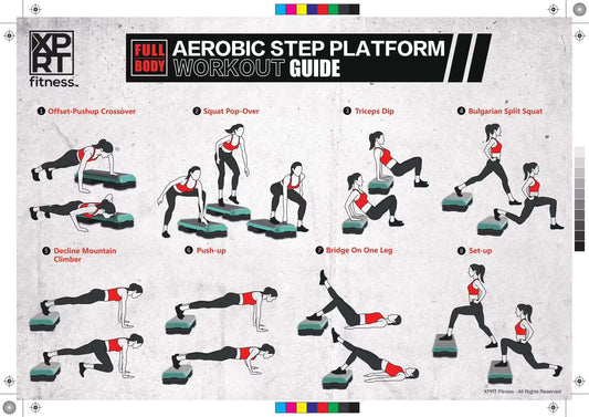 Aerobic Stepper 43’’ Platform with 4 Risers Health Club Size Step Exercise - Green with Rubber Cover
