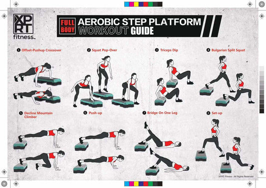 Aerobic Stepper 43’’ Platform with 4 Risers Health Club Size Step Exercise - Green with Rubber Cover