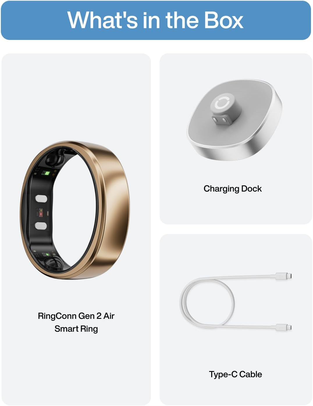 Gen 2 Air, Ultra-Thin AI Smart Ring, 10-Day Battery Life, Fitness/Sleep/Stress/Hr Tracker for Women&Men, No App Fee for Standard Features, Ios & Android Compatible (Size 10, Dune Gold)