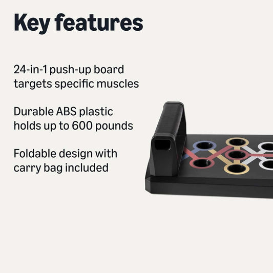 Push up Board, Black, 24-In-1 – Multi-Position Training System for Upper Body Strength & Muscle Building – Portable Home Gym Equipment