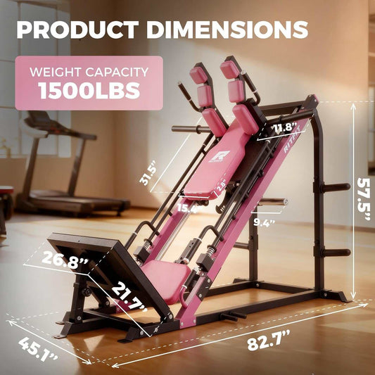 3-In-1 Leg Press Hack Squat Machine for Home Gym, 1500LB Capacity, Compact Space-Saving Design with Multiple Hack Squat & Leg Press Angles