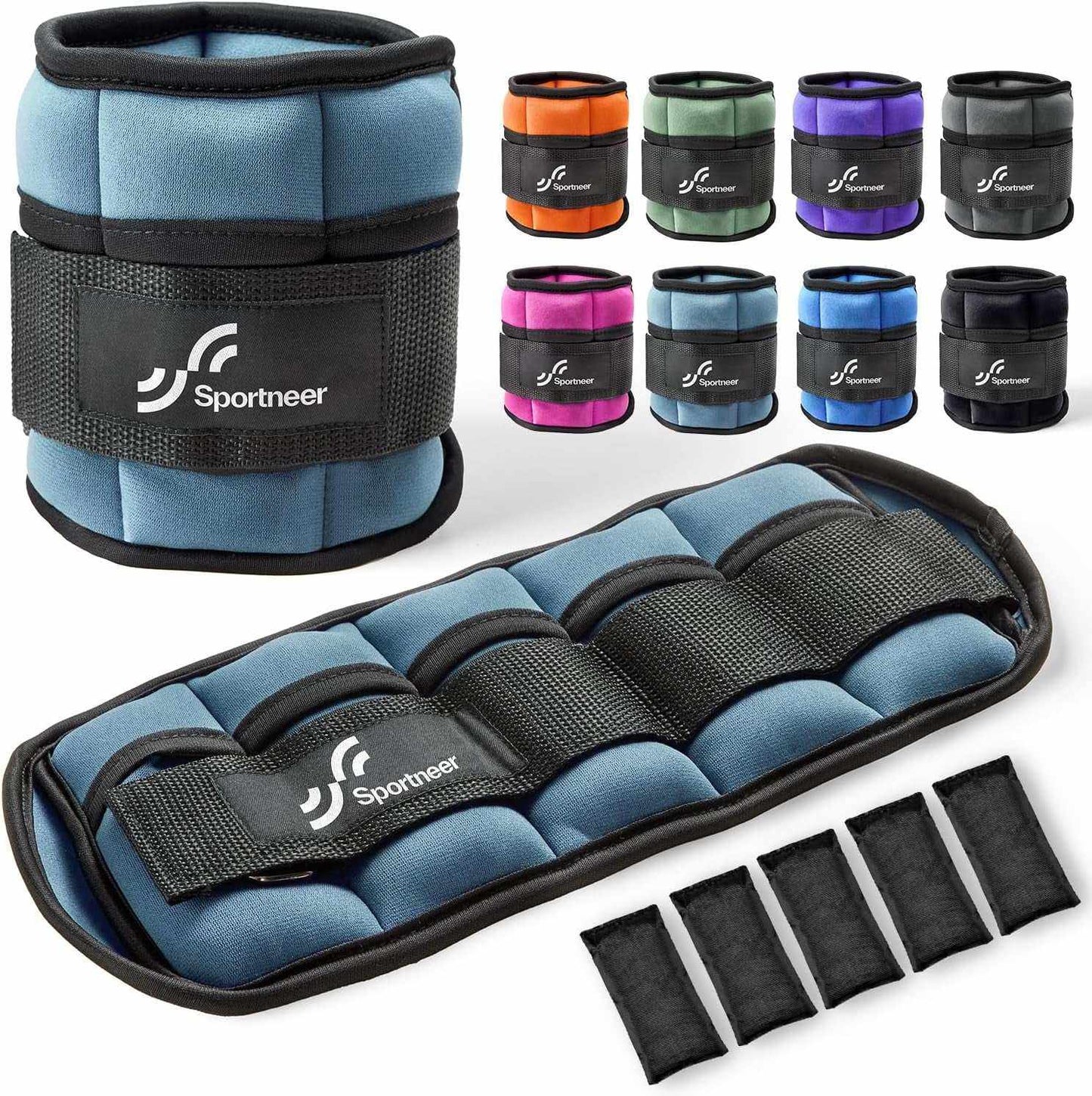Adjustable ankle and wrist weights with soft padded cuffs for strength training and resistance workouts