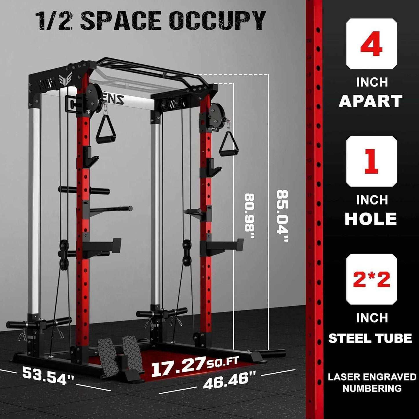 Vitelle C21 Multi-Functional Power Cage with squat rack, dual pulley system, dip station, and heavy-duty steel frame for versatile strength training