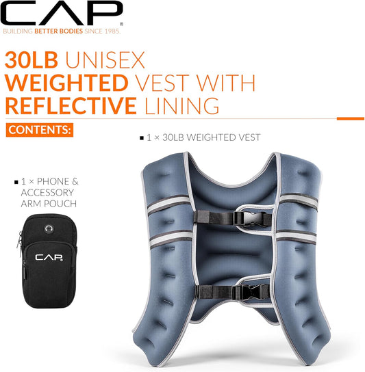 Weighted Vest for Women & Men 8-30Lbs – Reflective Fitness Vest for Walking, Running, Cardio, Rucking, & Strength Training Workouts, Multiple Colors
