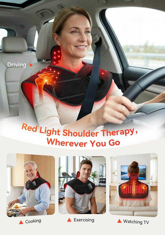 Red Light Therapy for Neck&Shoulder, 660Nm&850Nm Infrared Light Therapy for Pad&Wrap with Pulse Mode Timer Remote Control, Red Light Therapy Device for Home Office