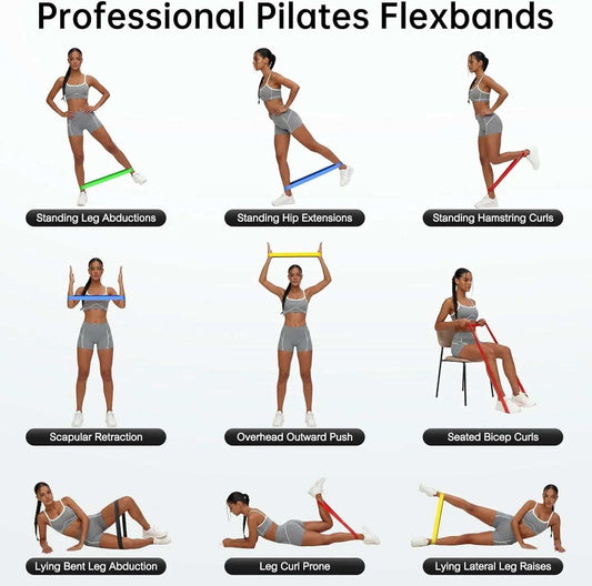 Resistance Bands 5-Pack with five resistance levels for full body strength training and portability