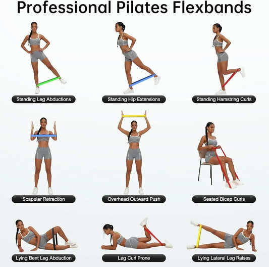 Resistance Bands 5-Pack with five resistance levels for full body strength training and portability