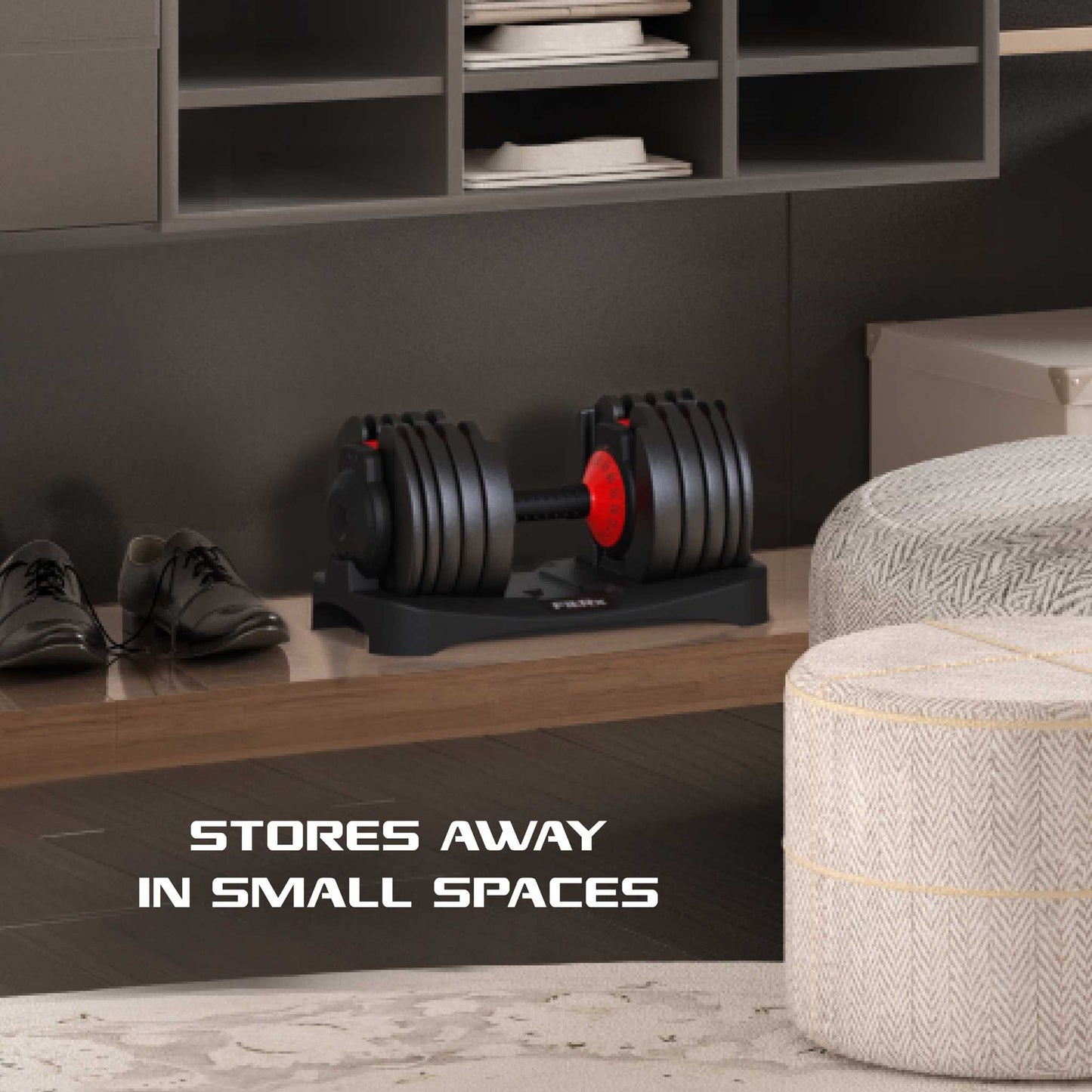 Smartbell XL, 90Lb Adjustable Dumbbell Set with Quick-Select Weights for Home Gym