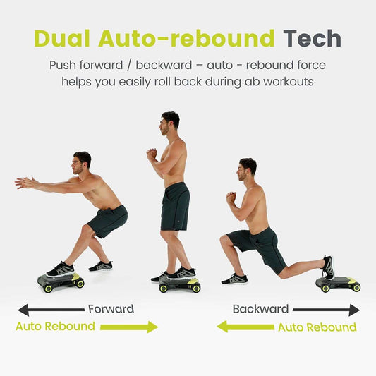 Slide Fit, Ab Roller Board with 4 Wheels, Automatic Rebound Abdominal Wheel for Core Workout, Ab Exercise Equipment, Abdominal Exerciser, Heroboard Fitness Rolling Board with Knee Pad