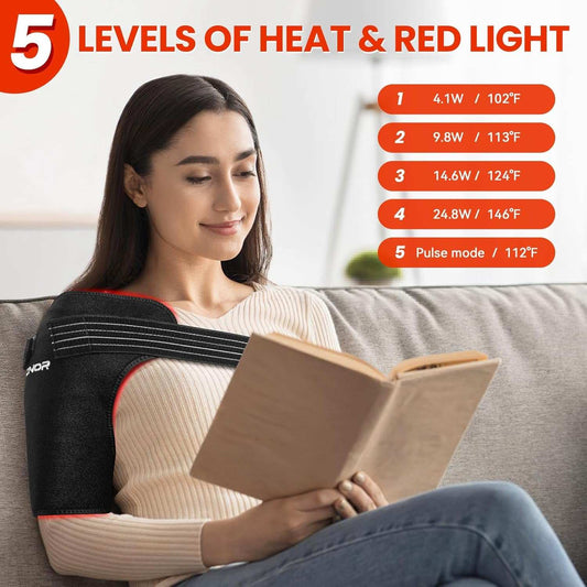 Red Light Therapy for Shoulder Pain Relief, Infrared Light Therapy for Body, Improve Joint Muscle, 660Nm & 850Nm Red Light Shoulder Wrap, Black1