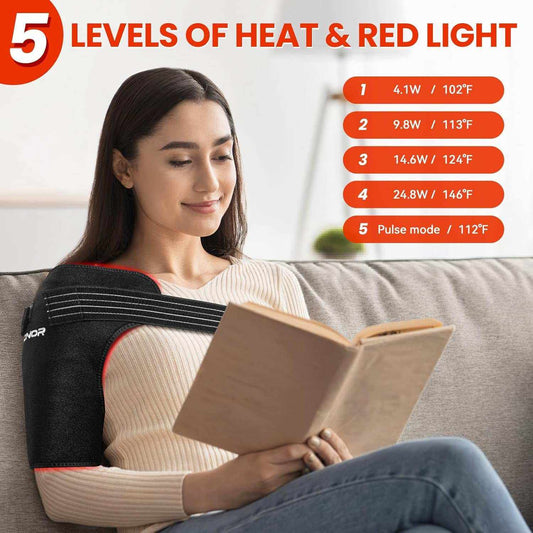 Red Light Therapy for Shoulder Pain Relief, Infrared Light Therapy for Body, Improve Joint Muscle, 660Nm & 850Nm Red Light Shoulder Wrap, Black1