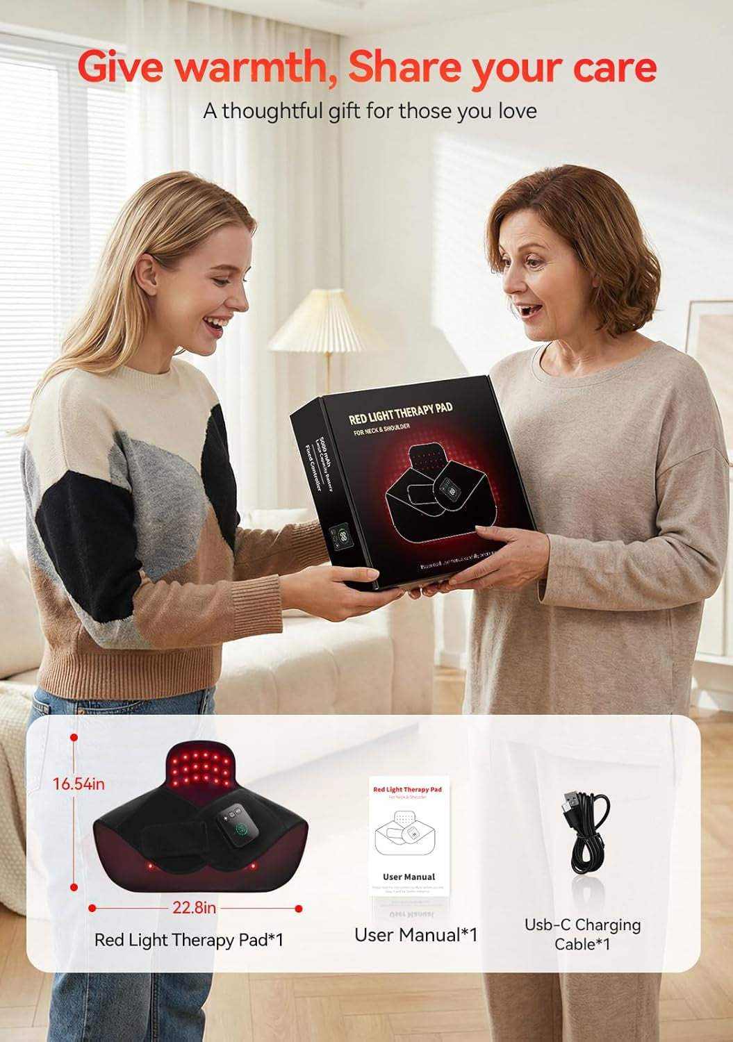 Red Light Therapy for Neck&Shoulder, 660Nm&850Nm Infrared Light Therapy for Pad&Wrap with Pulse Mode Timer Remote Control, Red Light Therapy Device for Home Office
