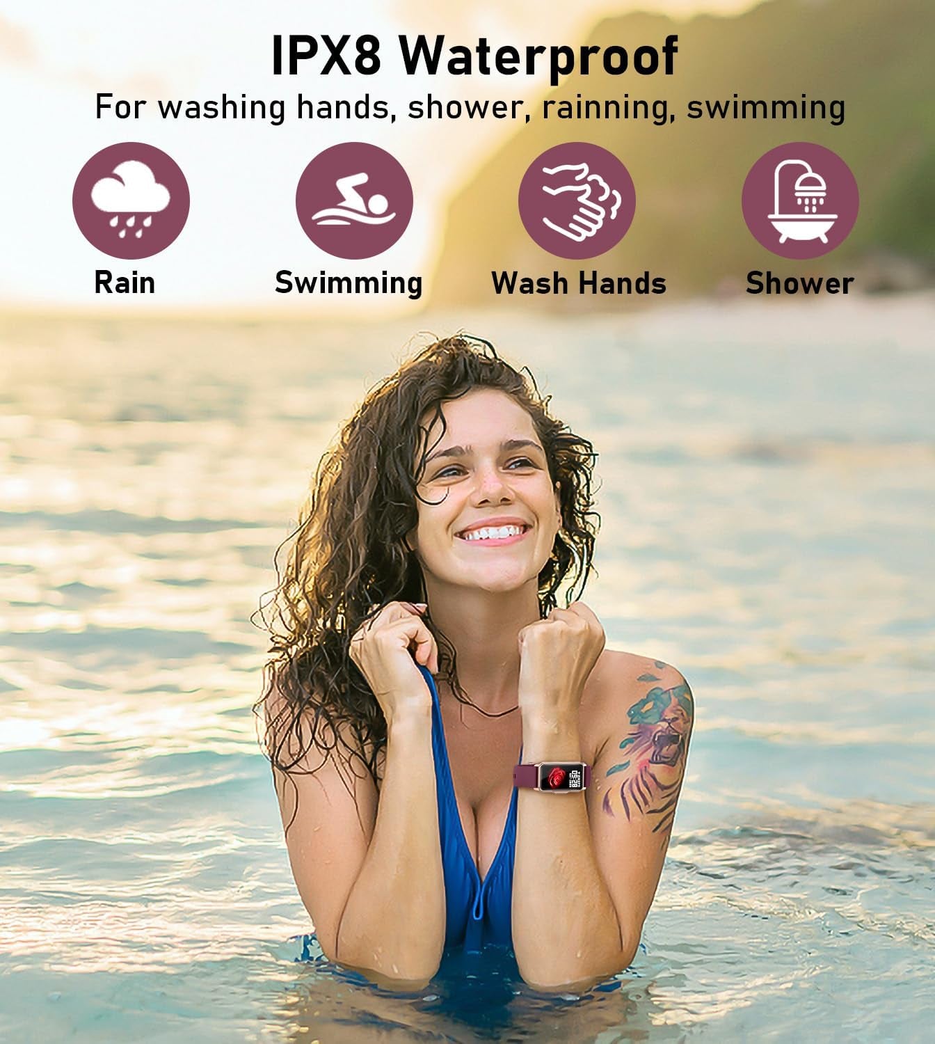 Smart Watch Health Fitness Tracker with 24/7 Heart Rate, Blood Oxygen Blood Pressure Sleep Monitor, 115 Sports Modes, Step Calorie Counter Pedometer IP68 Waterproof for Android and Iphone Women Men