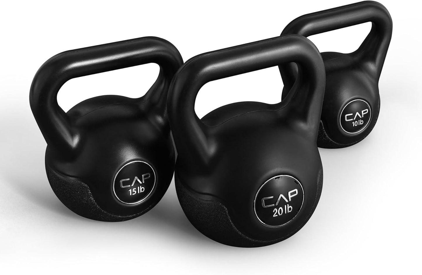 45 LB Cement Kettlebell Set – 10 Lb, 15 Lb & 20 Lb Vinyl-Coated Kettlebells for Strength Training, Cardio, Cross Training & Home Gym Workouts