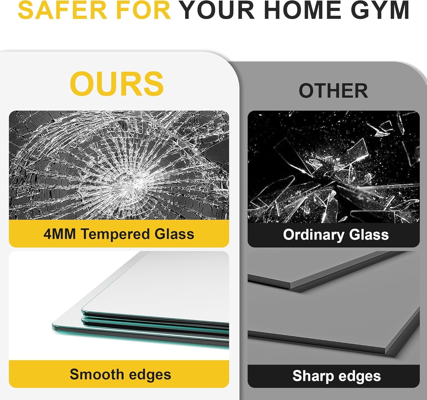 Home Gym Mirror for Wall, 48"X28"-2 PCS Full Length Workout Mirrors, Tempered Glass, HD Reflection, Large Frameless Body Mirror for Home Gym, Garage, Yoga, Dance, Bedroom(Silver)