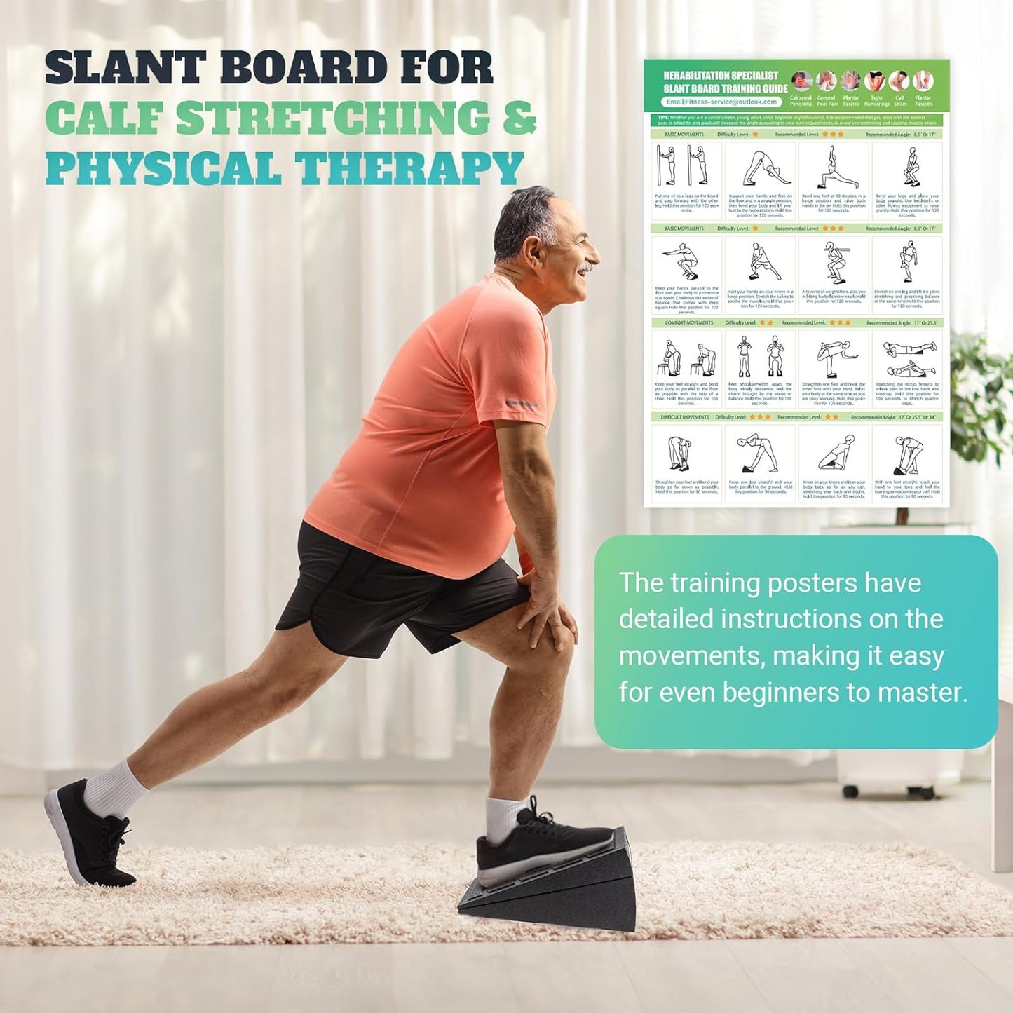 Slant Board for Calf Stretching, 5 Adjustable Angles Incline Board for Squat Wedge, 480 Lbs Weight Capacity Calf Stretch Yoga Foam Wedge for Exercise, Squat, Ankle Mobility & Physical Therapy