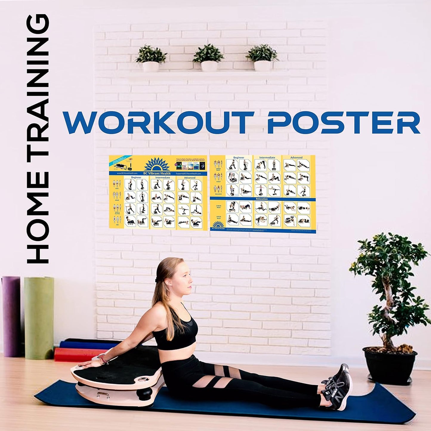 Full Body Vibration Poster Whole Body Vibration Plate Exercise Chart Workout Poster for Vibration Plate Exercise Machine 36"X24"